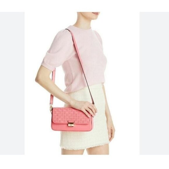 MICHAEL KORS Bradshaw woven leather women's crossbody shoulder bag -TEA ROSE - Picture 15 of 16